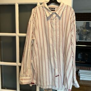 ECKO SHIRT 4 X white burgundy & gray stripe button down